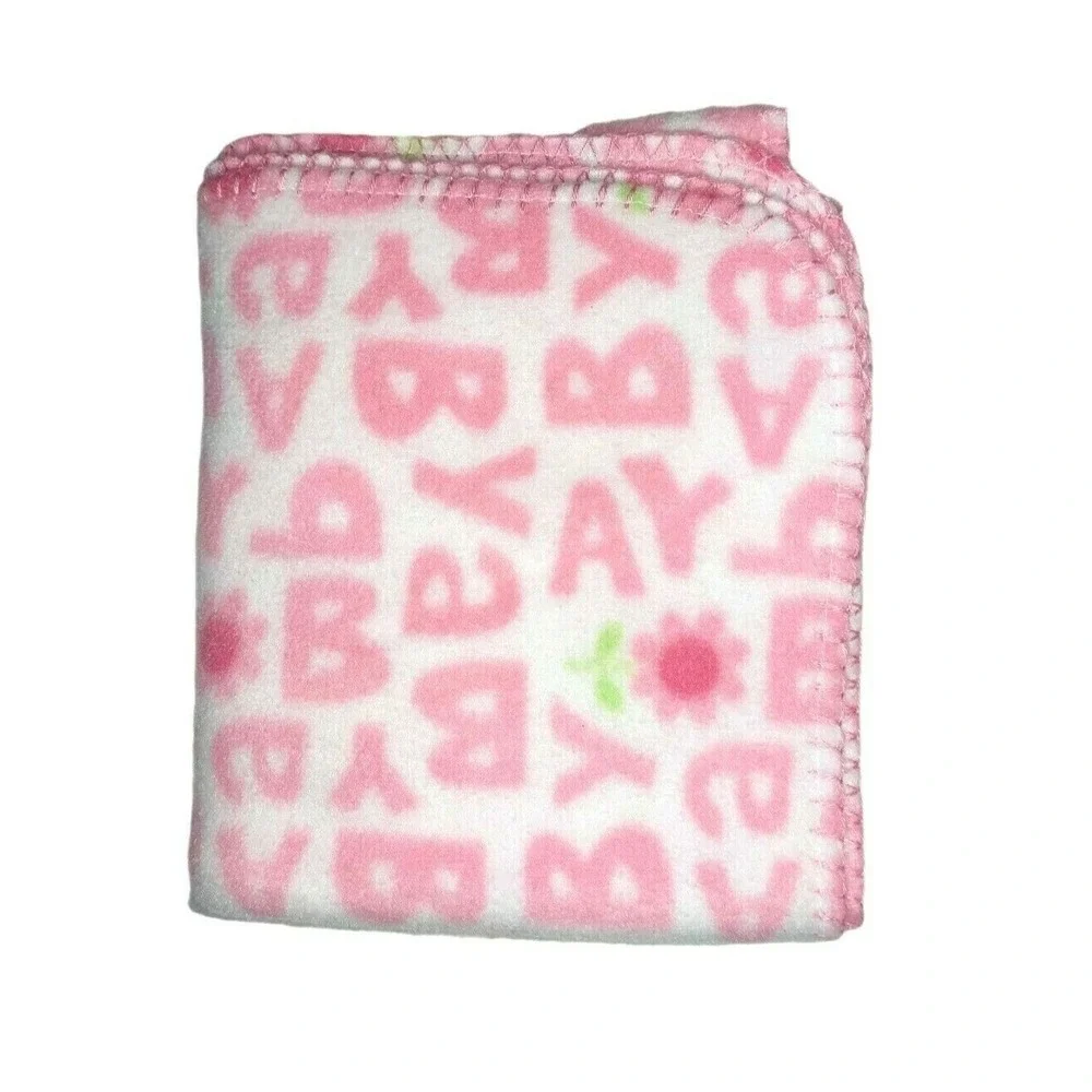 Child Of Mine B A B Y Letters Pink Flower Fleece Blanket Lovey Carters Baby Girl